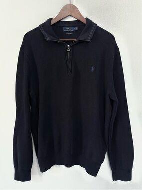 Polo Ralph Lauren Black Quarter Zip Sweater with Polo Pony